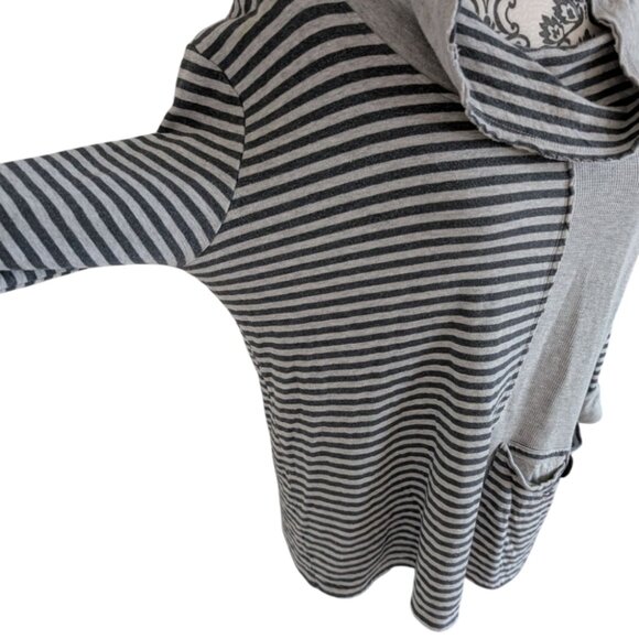 Neon Buddha Tunic Top Cowl Neck Grey Stripes Assymetric Cotton Women's Medium - Picture 8 of 13